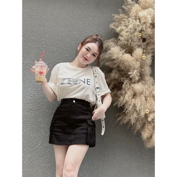 💋💋 SET ÁO THUN IN CHỮ KÈM CHÂN VÁY TÚI HỘP 60-90kg 💋 BIGSIZE RIN HEO