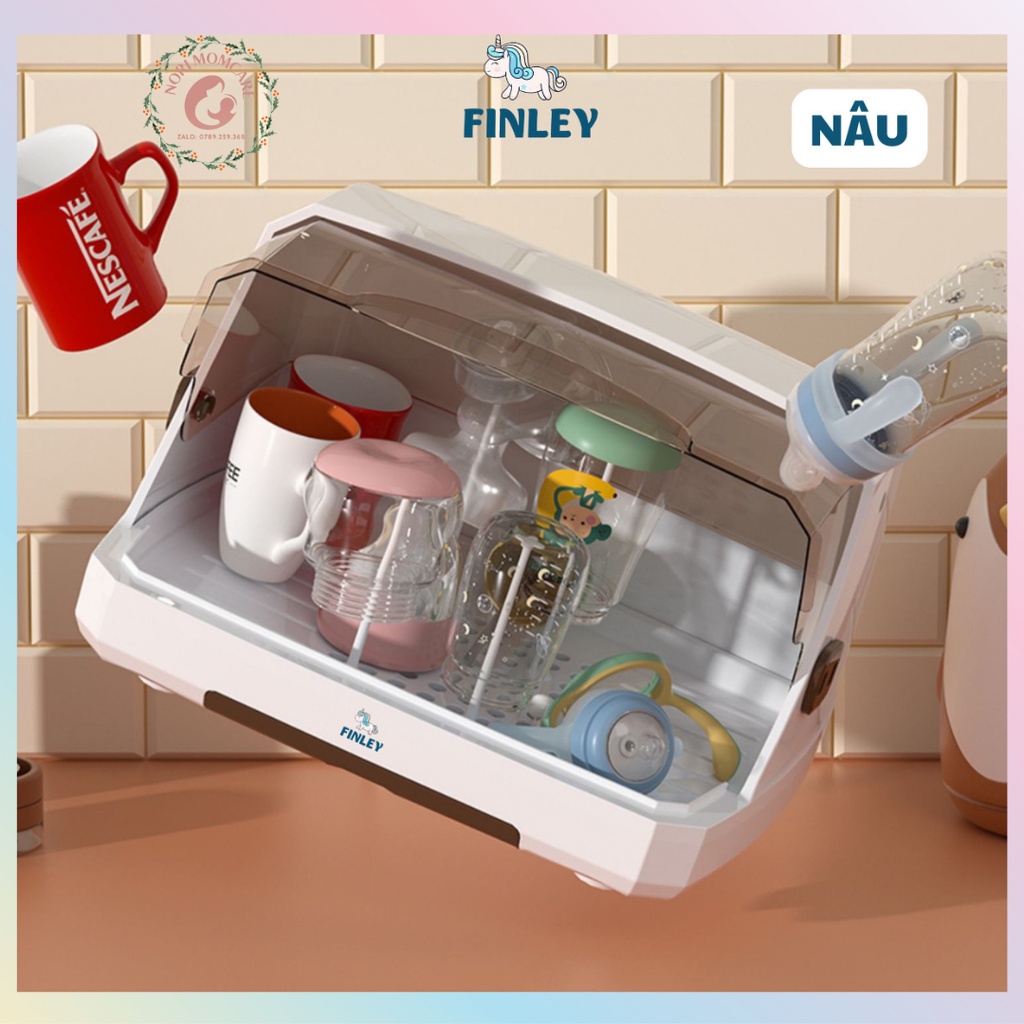 Giá / Khay úp bình sữa, chén dĩa, ly tách nhựa PP cao cấp có nắp đậy Finley