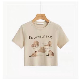 Áo croptop Cat gang (ảnh thật/ có sẵn)
