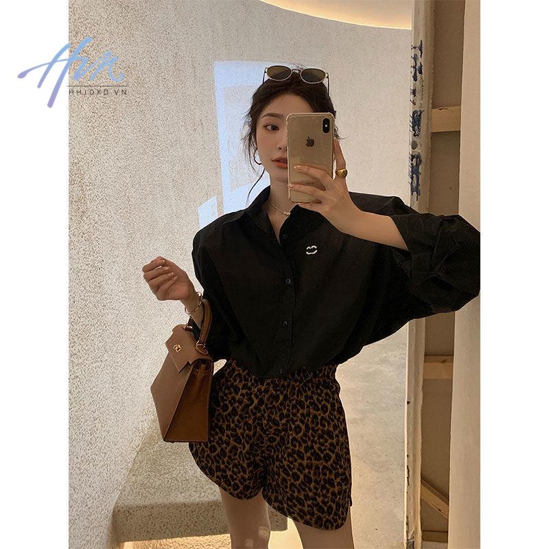 Áo Sơ Mi Trắng Tay Dài Dáng Rộng Thêu Hình Mặt Cười Màu Sắc Đơn Giản Thời Trang Hàn Quốc 2023