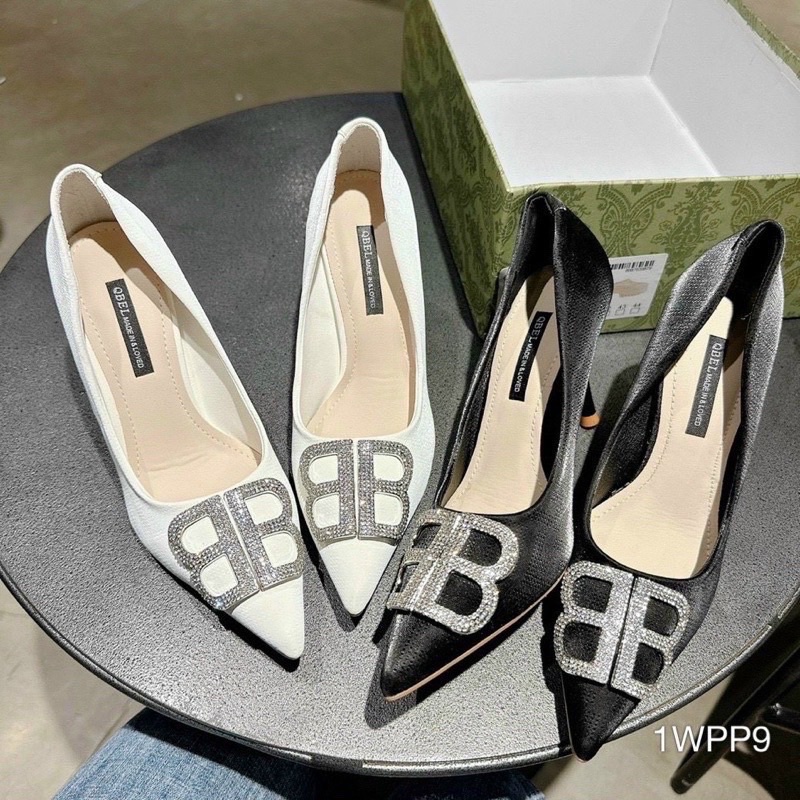 Giày Cao Ghót Nữ Mũi Đính Đá 9 Phân