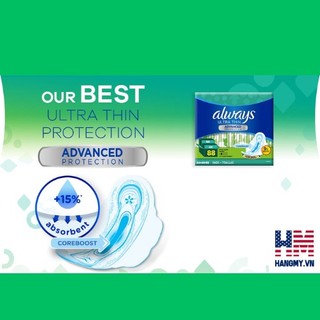 Băng vệ sinh ALWAYS Ultra Thin (siêu mỏng, thấm hút tốt, kháng khuẩn khử mùi cực đỉnh) - Hàng Mỹ
