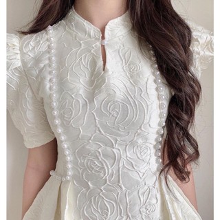 Váy hoa cổ tàu đính ngọc - 247store - VayhoaDINHNGOC177