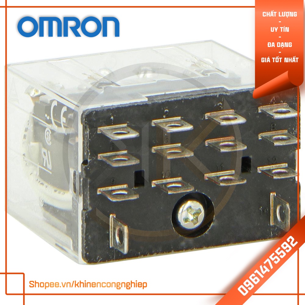 (Relay) Rơ Le Trung Gian 14 Chân Dẹt To Omron LY4N + Đế PTF14A