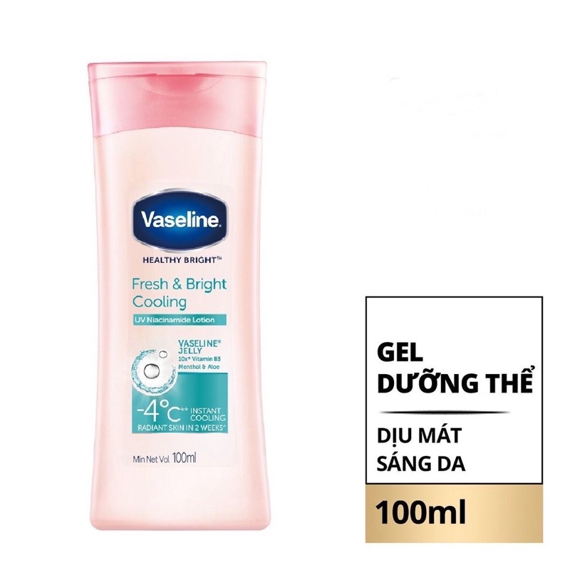 Sữa Dưỡng Thể Vaseline Dưỡng Ẩm Dụi Mát, Sáng Da Fresh & Bright 100ml