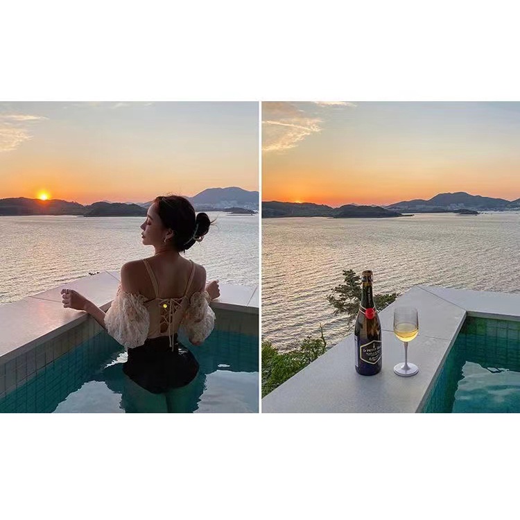 Bộ Đồ Bơi Một Mảnh Hở Lưng Phối Ren Có Dây Đeo Vai Màu Be Phong Cách Quyến Rũ Dành Cho Nữ