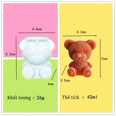 Khuôn silicon loại 1 hình gấu chó dễ thương, dùng làm đá, làm thạch, đúc tượng và nhiều loại khác