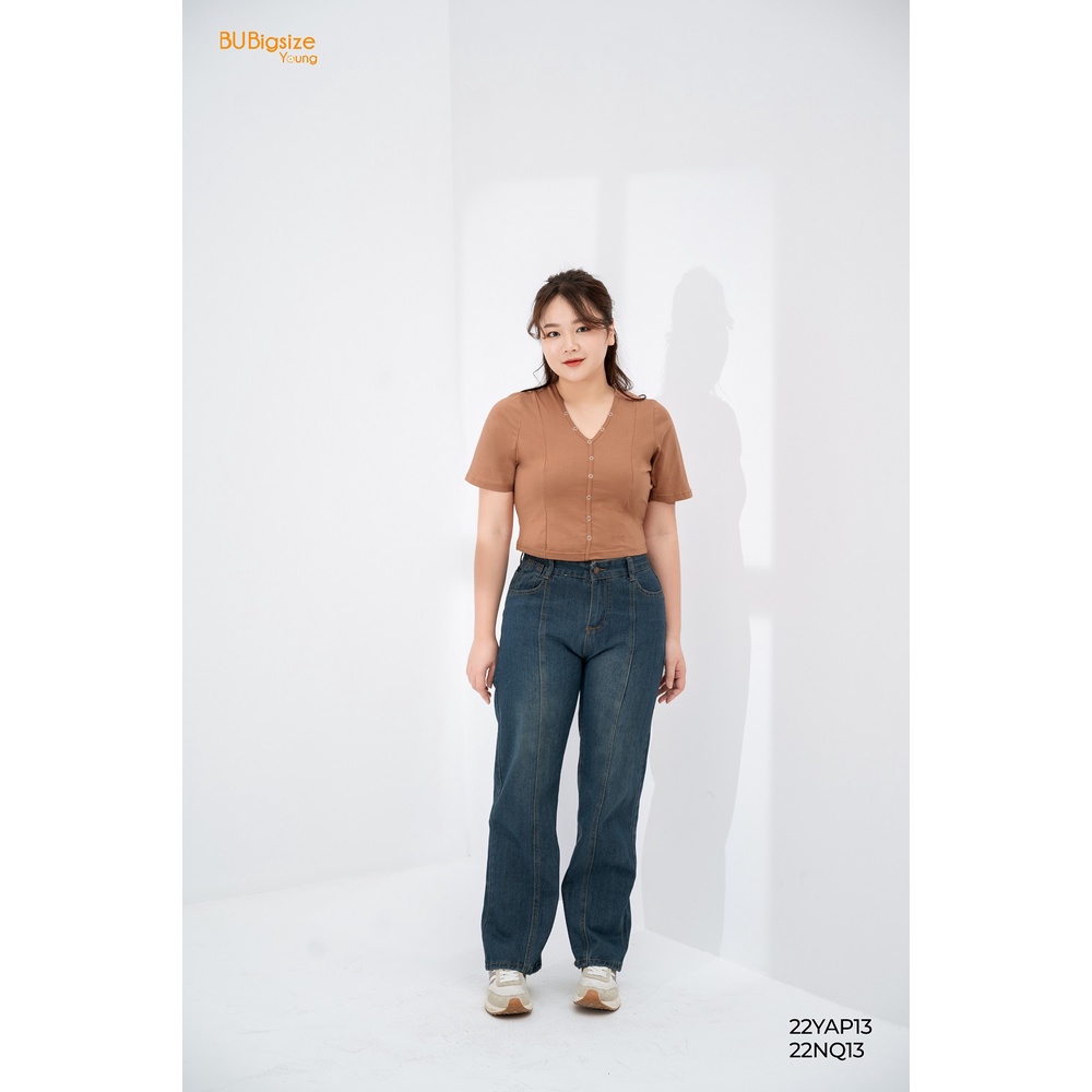 Quần jean suông trần chỉ BIGSIZE (55kg đến 95kg) - 22NQ13 - [BU Bigsize Young]