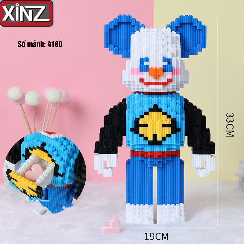 Lắp Ráp Xếp Hình Bearbrick 36Cm đầy đủ màu sắc tặng búa và đèn