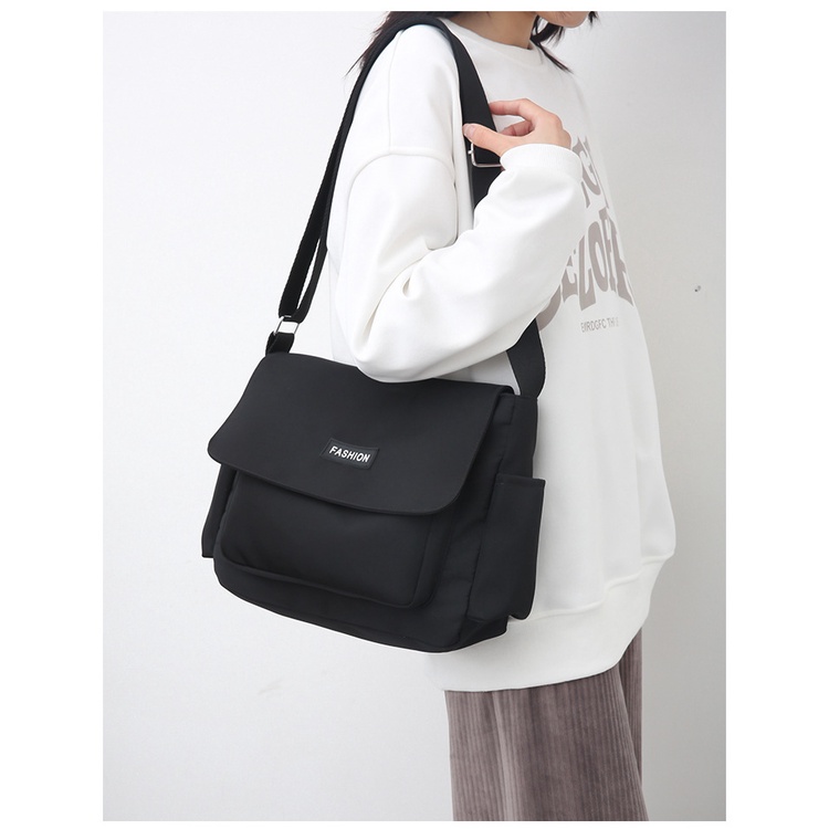 Túi đeo chéo bằng vải canvas dày dặn thân thiện môi trường cỡ lớn thời trang phong cách Retro HKM62