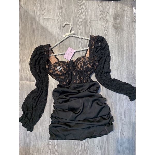 Đầm ren phối lụa 0223