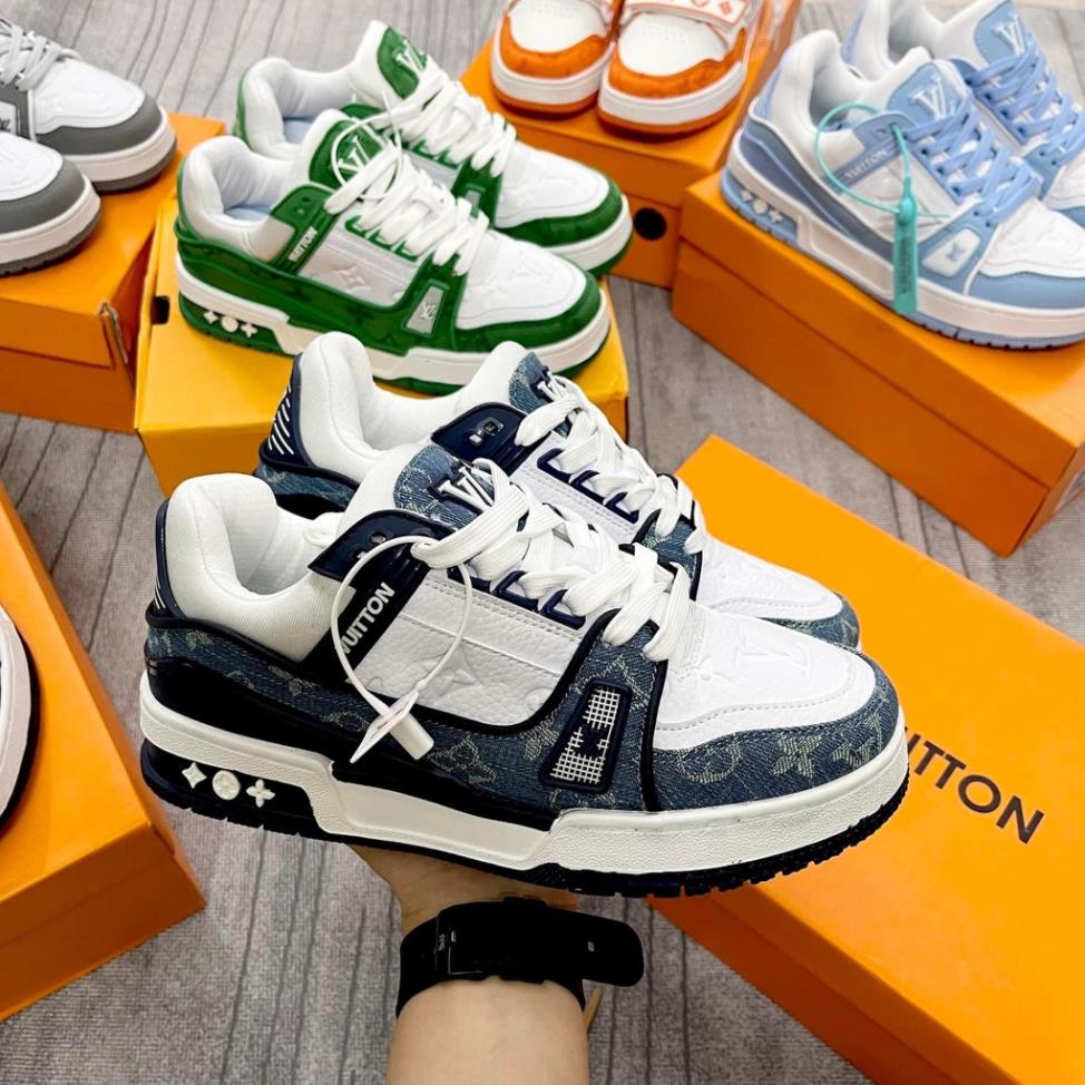 Giày Thể Thao LV Louis Vuitton Trainer Black White Nam Nữ, Giày LV Xanh Lá, xanh than, Đen Các Màu Hót Siêu Chất