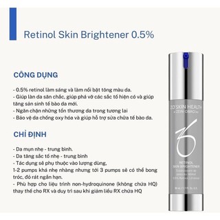 Kem ngăn ngừa lão hóa, kem dưỡng trắng và tái tạo da 0.5% Retinol Skin Brightener Zo Skin Health
