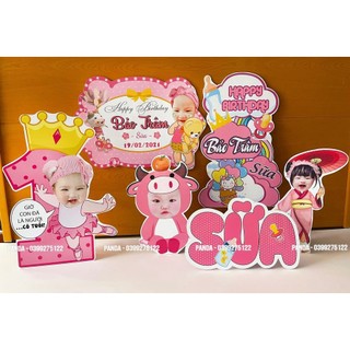 Combo hình chibi sinh nhật bảng tên welcome sinh nhật, hình chibi trang trí sinh nhật thiết kế riêng theo mỗi bé