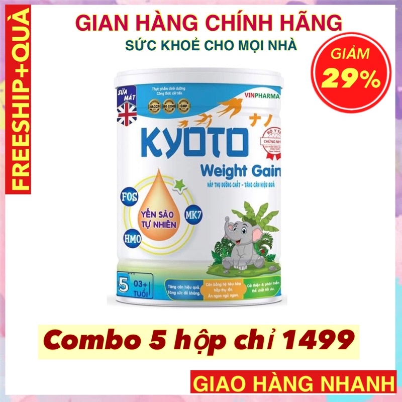 Combo 5 hộp Sữa non tổ yến Kyoto dành cho người muốn tăng cân và tiêu hoá kém