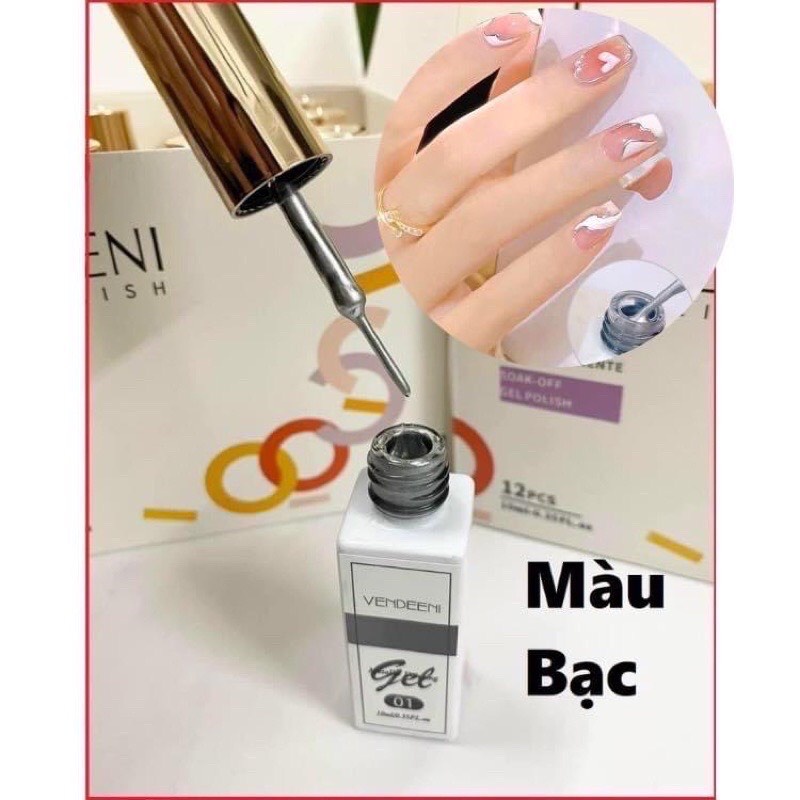 Cọ nét metan vendeeni chai 10ml vàng bạc hồng