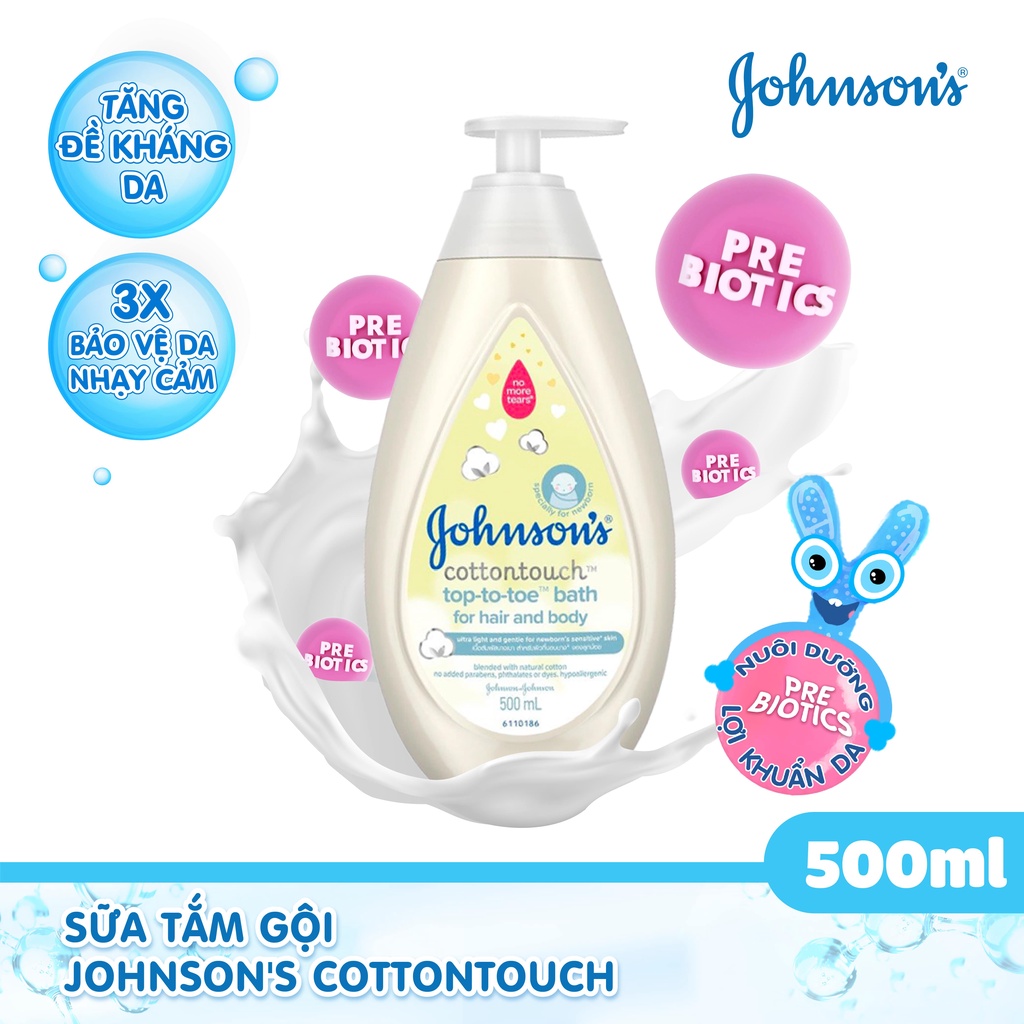 [HÀNG TẶNG KHÔNG BÁN] Sữa tắm gội toàn thân mềm mịn Johnson's Cottontouch Top-To-Toe Bath 500ml