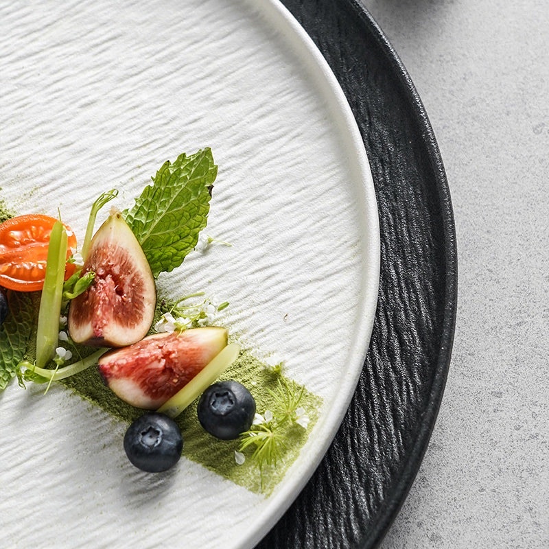 Đĩa tròn nhám ăn bít tết, đĩa ăn đồ tây, đĩa decor nhà hàng