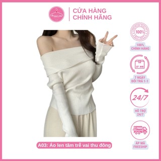 Áo len tăm trễ vai thu đông xinh xắn