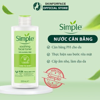 Toner Simple Làm Dịu Da & Cấp Ẩm Kind to Skin Soothing Facial Toner 200ml Skinforface