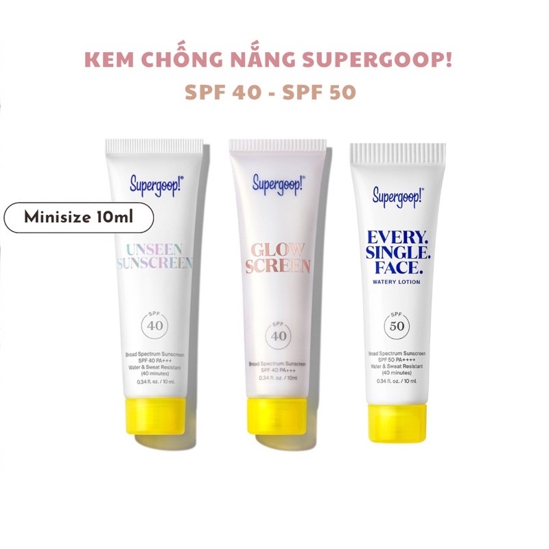 Kem chống nắng Supergoop Unseen Sunscreen, Glow Suncreen mini 10ml