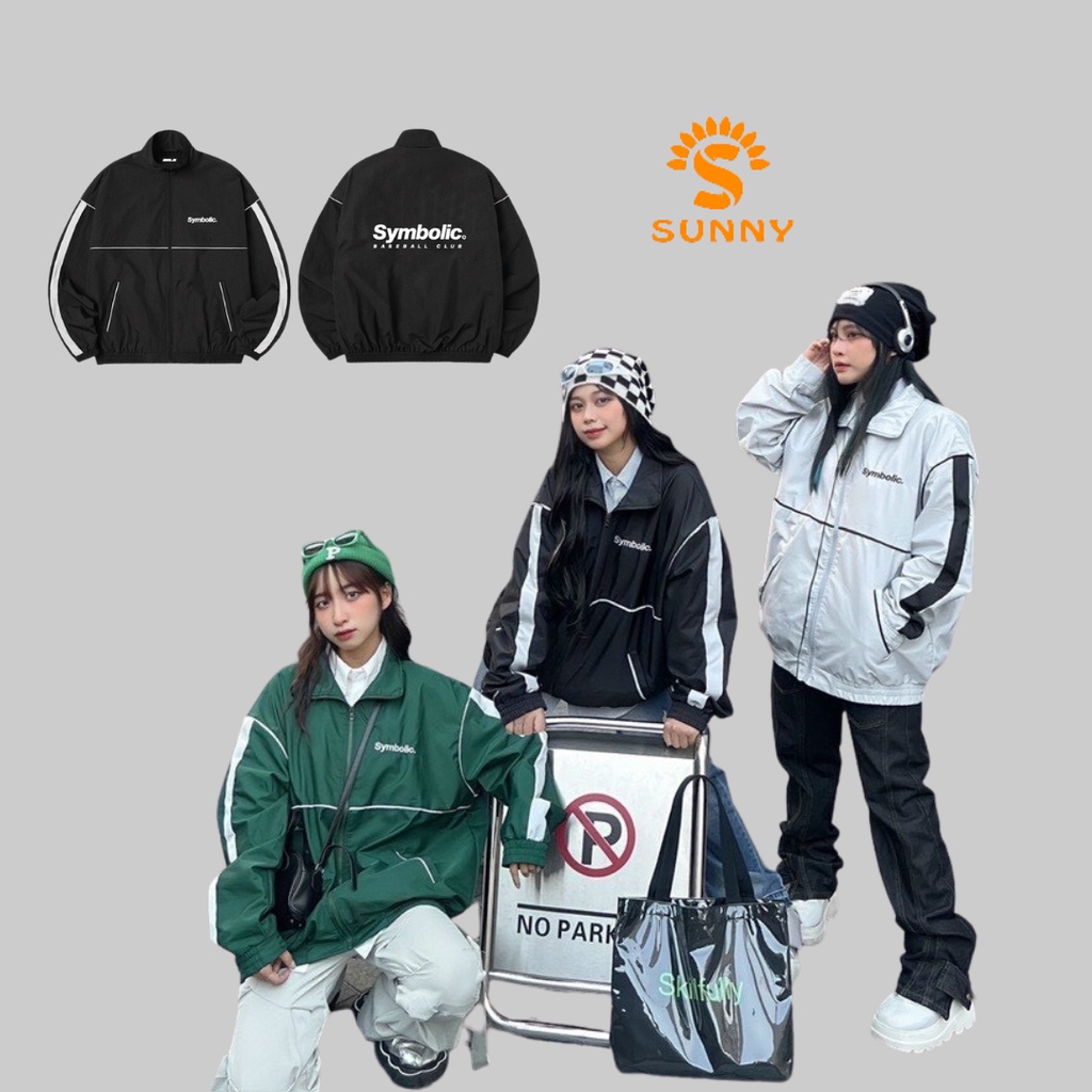 Áo khoác dù Line Track Jacket Symbolic, hàng cao cấp chữ thêu có túi trong form nam nữ chuẩn i hình