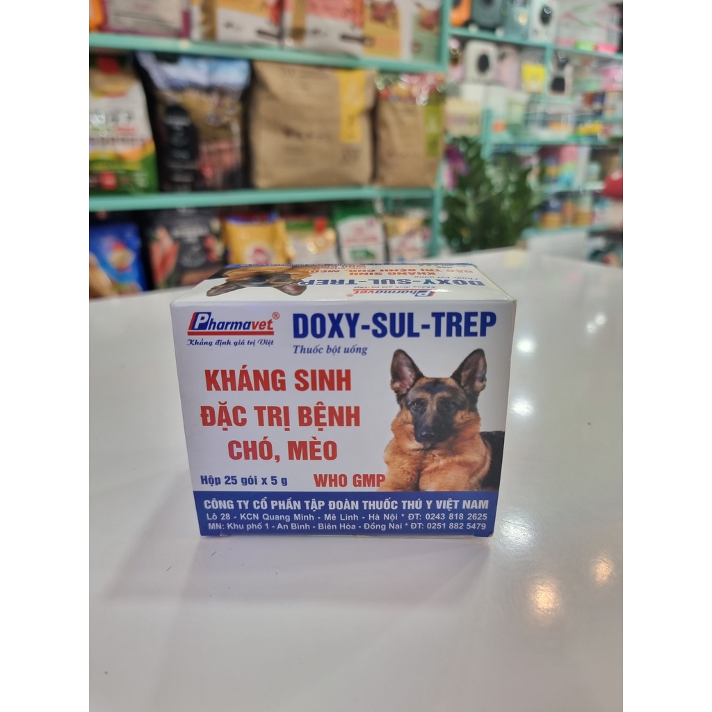 Kháng Sinh Cho Chó Mèo Bột Uống Doxy-Sul-Trep Gói 5g