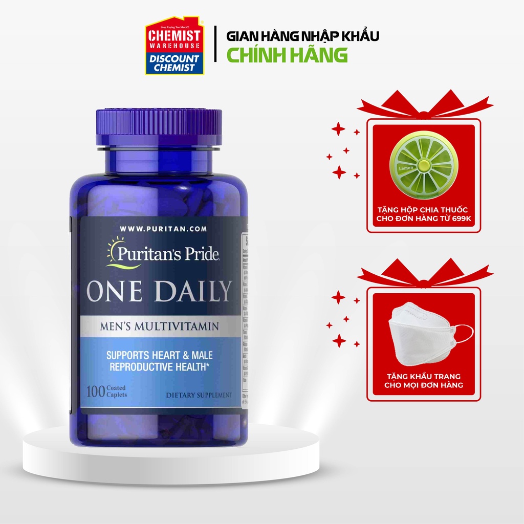 Vitamin tổng hợp nam One Daily men's Multivitamin Puritan's Pride 100 viên