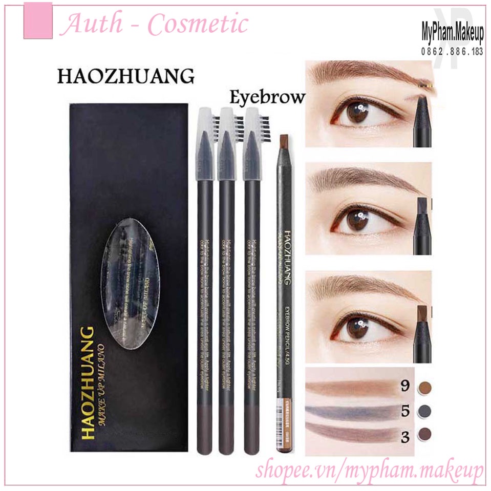 Chì xé kẻ mày Haozhuang cứng phẩy sợi sắc nét chuyên dùng cho Makeup trang điểm