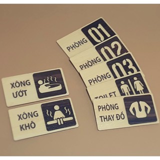 Bảng hiệu số phòng, bảng toilet, phòng thay đồ.....bằng gỗ 2 lớp có keo dán sẵn siêu chắc và dính[Nội dung theo yêu cầu]