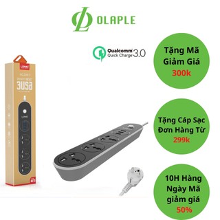 Ổ điện đa năng 3 cổng USB sạc nhanh Q 3.0 - Ổ điện cho điện thoại máy tính, laptop - LDNIO - Chính Hãng TT