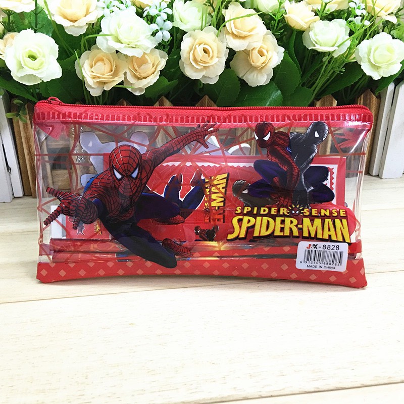 Set Túi dụng cụ học tập 7 chi tiết tiện lợi cho bé hình elsa siêu nhân nhện spider man công chúa dễ thương