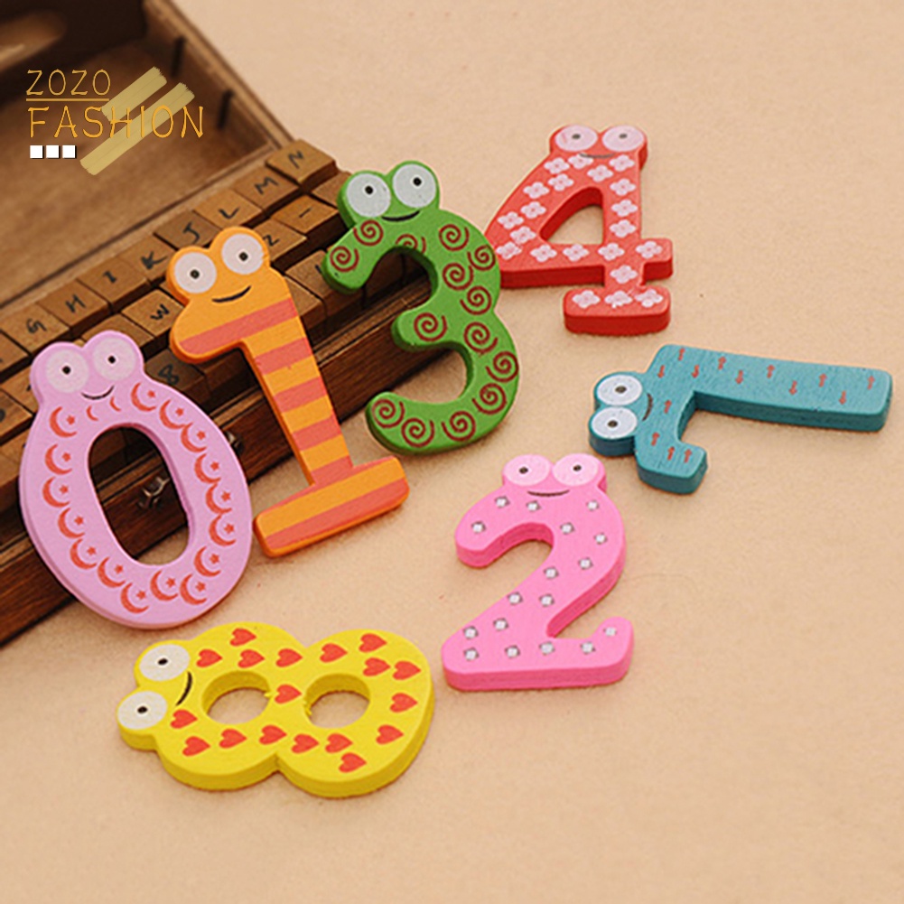 Bộ 10 Nam Châm Hình Chữ Số Từ 0-9 Bằng Gỗ Nhiều Màu Dễ Thương Cho Bé