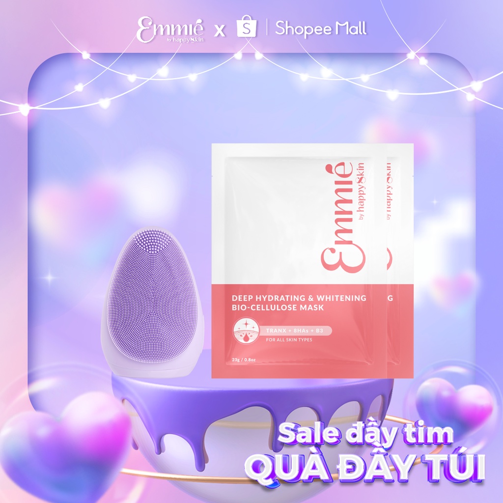 Combo Máy Rửa Mặt + 2 Mặt Nạ Dưỡng Trắng Emmié by HappySkin