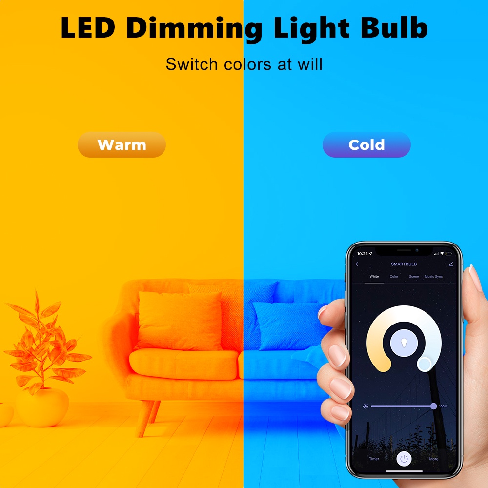 Bóng đèn LED SMATRUL wifi thông minh 13W / 9W có thể điều chỉnh ánh sáng theo nhạc và tuya thích hợp cho Google Alexa