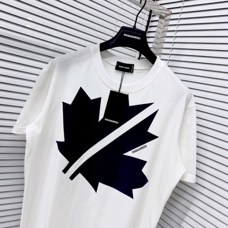 Áo phông nam nữ Premium Cotton in hình logo lá chữ DSQ2 vải dày dặn co giãn 4 chiều cao cấp 2022 K8