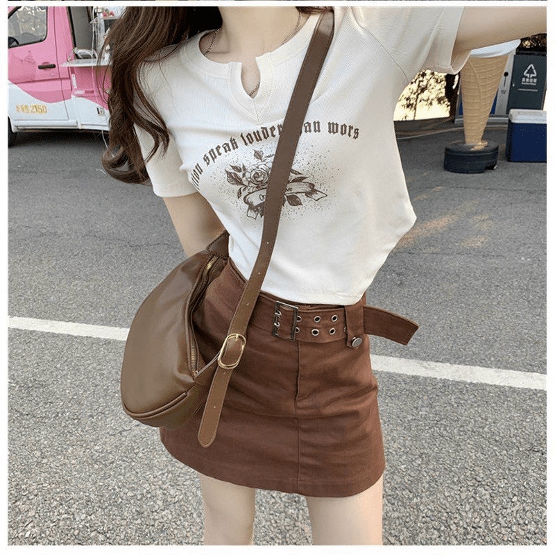 Áo Croptop Nữ Trơn Tay Ngắn Dáng Ôm In Hoa Hồng Phong Cách Trẻ Trung NEW UNISEX