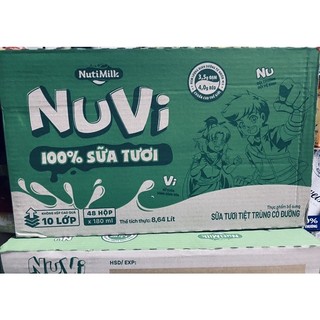 Thùng sữa tiệt trùng NUVI 180ml có đường