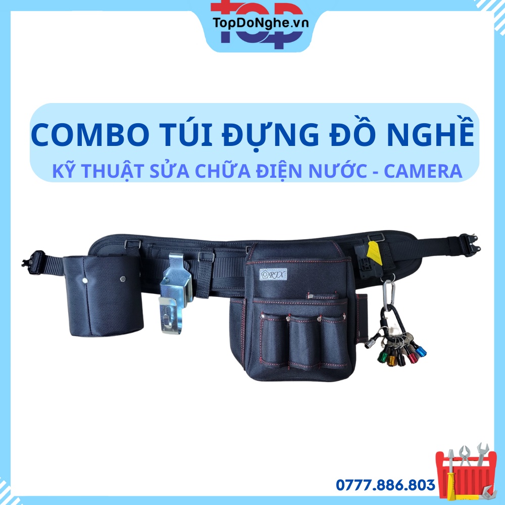Combo túi đựng đồ nghề đeo hong RTX cho thợ điện lạnh, điện nước và camera