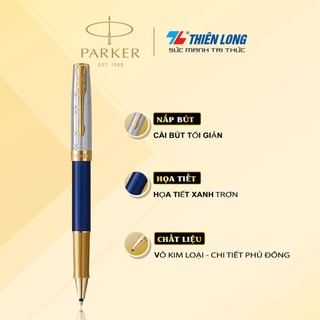 Bút lông bi cao cấp parker sonnet junbilee - sapphire blue lacquer - 2175074 - mạ vàng 23k