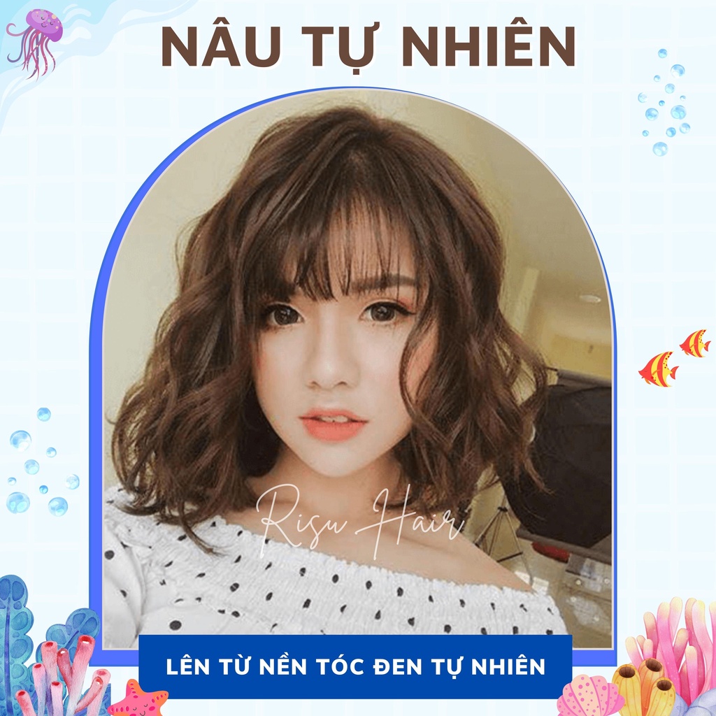 Thuốc Nhuộm Tóc Màu Nâu Tự Nhiên, Lên Từ Nền Đen Tự Nhiên, Không Tẩy - Risu Hair.