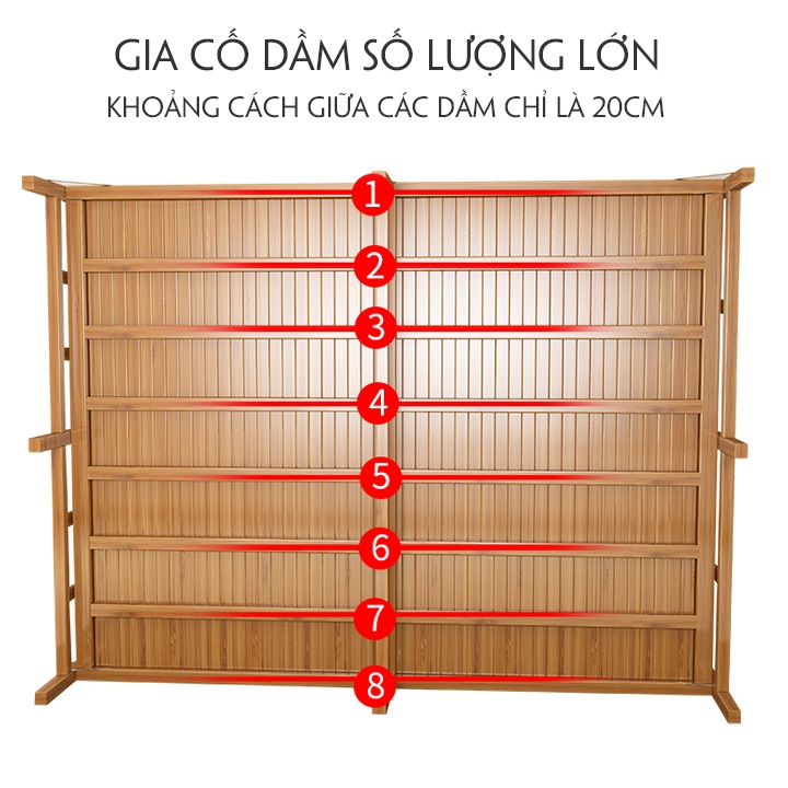 Giường Gấp Gọn AMYLY Giường Xếp Gọn Thông Minh Đa Năng Bằng Tre Màu Vecni Nhiều Kích Cỡ D197 x R120 x C30cm