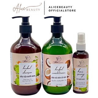 Sản phẩm chăm sóc tóc Alice - Tinh dầu bưởi, Dầu gội bưởi, Dầu xả dừa 100ml/500ml thuần mộc