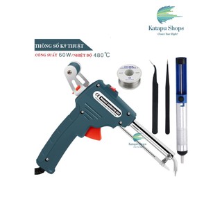 Mỏ hàn chì tự động, dụng cụ hàn thiết tự động, tự động nhả dây tặng kèm 1 hút chì, 1 cuộn chì và 2 nhíp, công suất 60W