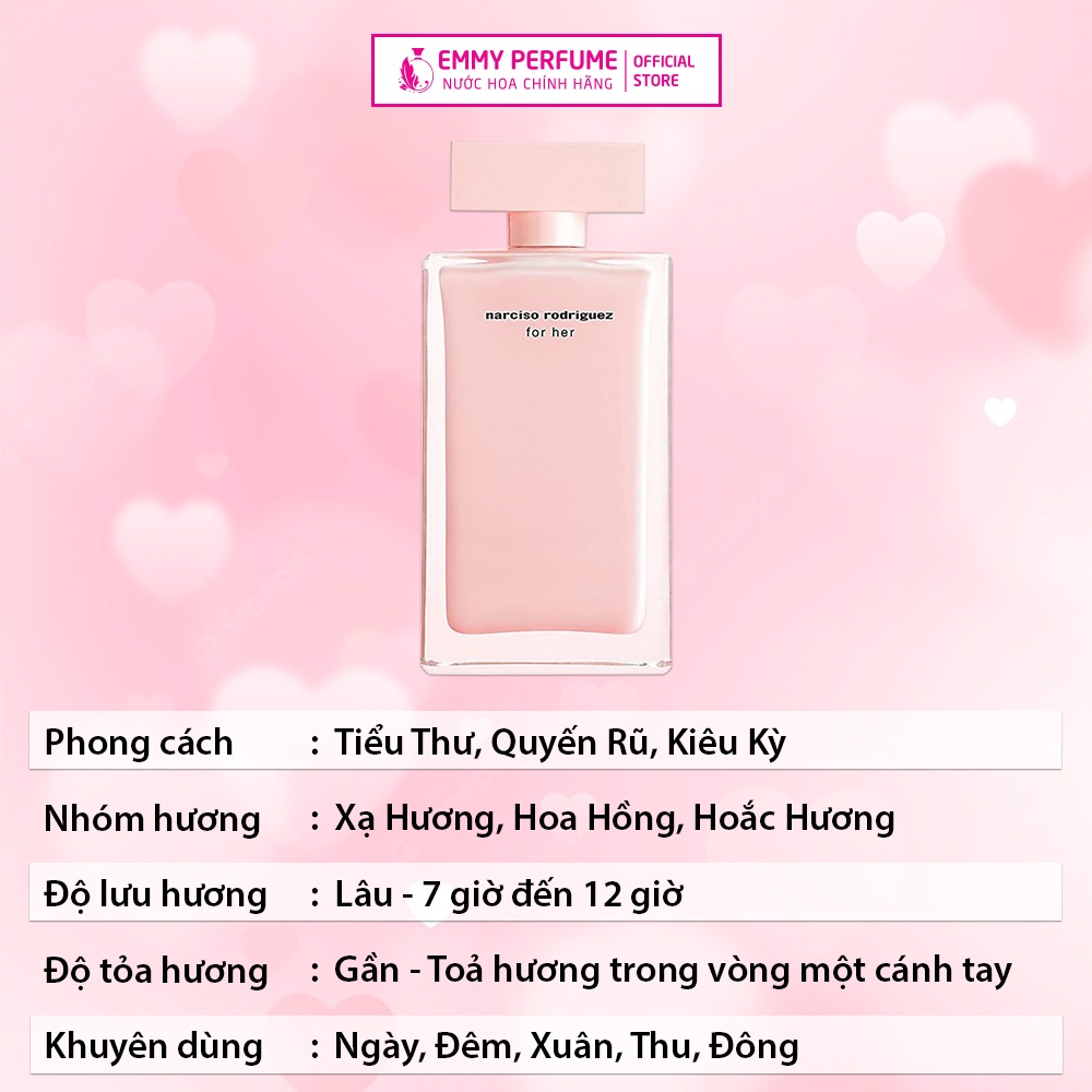 Nước hoa nữ Narciso For Her 4 mùi - Mùi hương hoa cỏ ngọt ngào quyến rũ