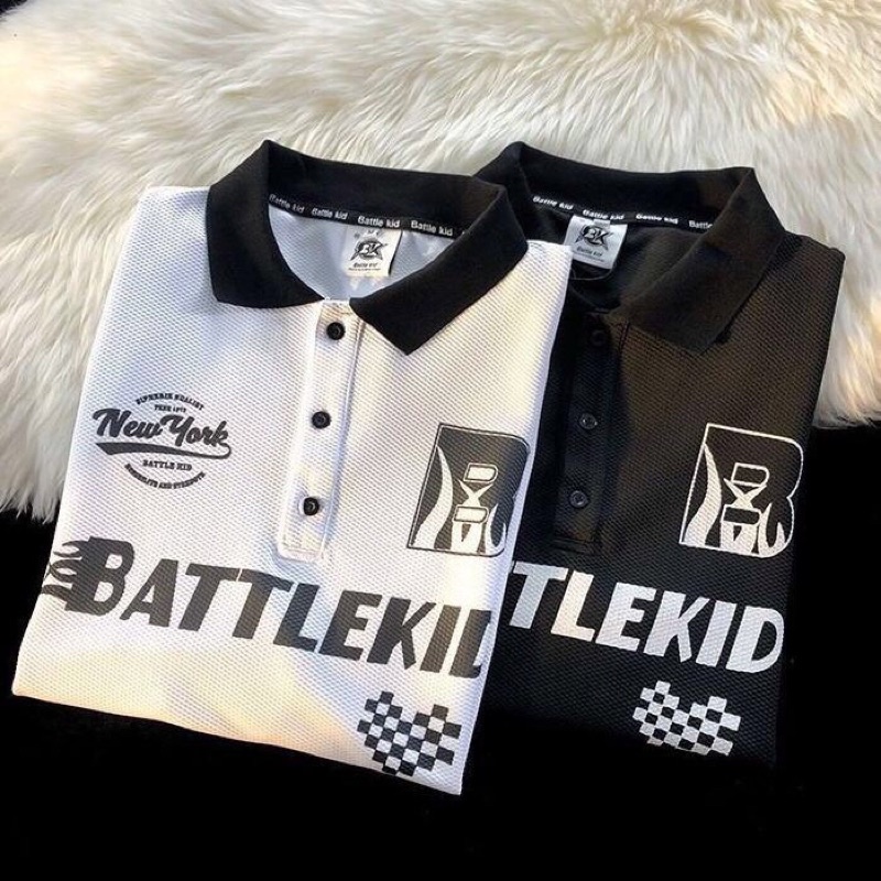 Áo Thun Polo BATTLEKID Form Rộng Tay Lỡ- Áo phông Cổ Bẻ Nam Oversize