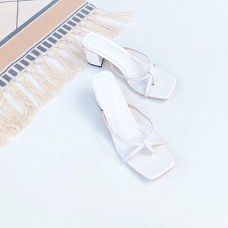 Guốc nữ cao gót xỏ ngón đế vuông 5p quai mảnh thời trang công sở Kimmiso - G503
