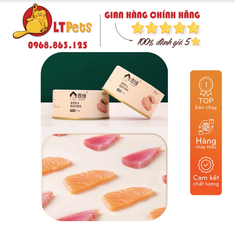 Pate hộp 170g cá ngừ đại dương Delicious bổ sung canxi cho mèo cưng ( bao bì mới)