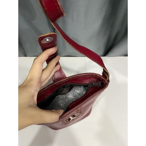 Túi si nhập Nhật dáng cái xô mini làm từ da mộc thật 100%