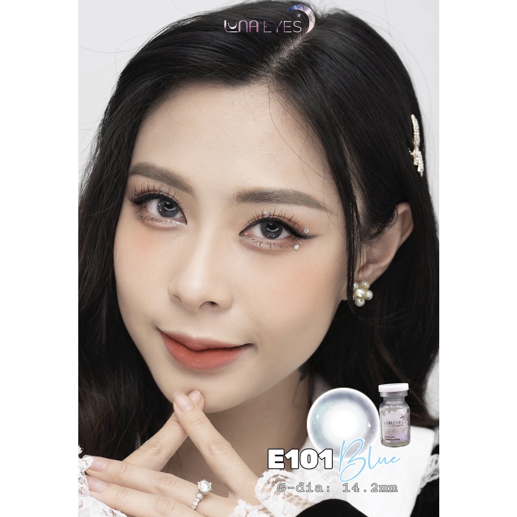 [1 year] Kính áp tròng LUNA EYES E101 BLUE - Lens size vừa